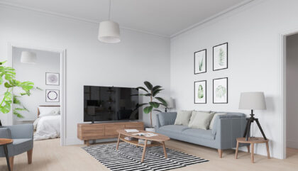 Scandinavian-living-room-powder-blue-couch-striped-rug Scandinavian-living-room-powder-blue-couch-striped-rug